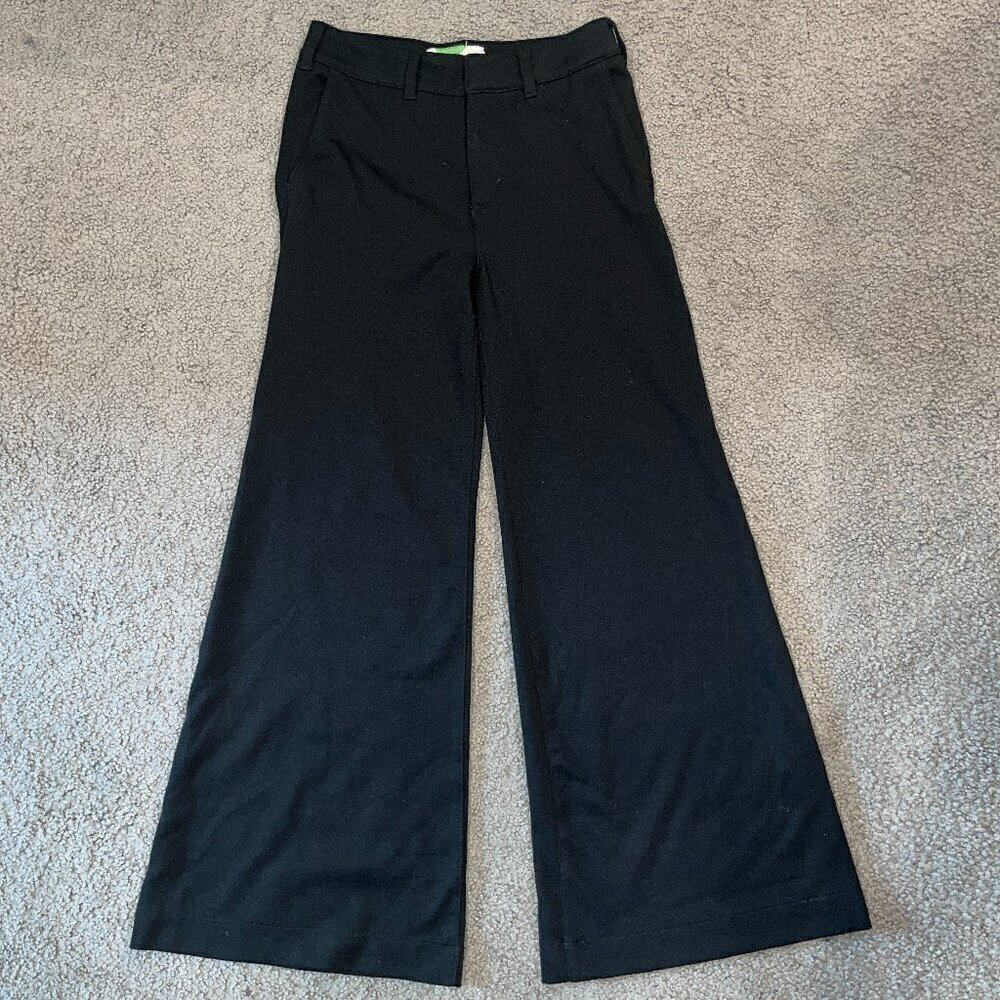 ANTHROPOLOGIE ANTHRO Extra Wide Leg Palazzo Dressy Trouser Pants Black EUC 28